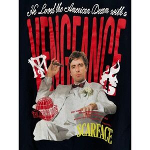 Scarface Tony Montana/Al Pacino Black Graphic T-Shirt Double Sided Tee | #0001